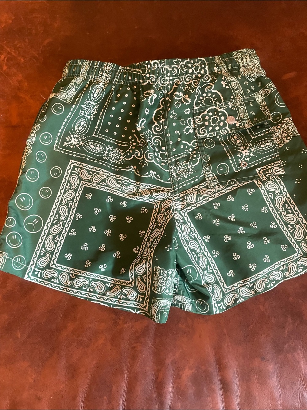 Bather small Men's Green Bandana Print Swim Trunks with Drawstring - Picture 2 of 8